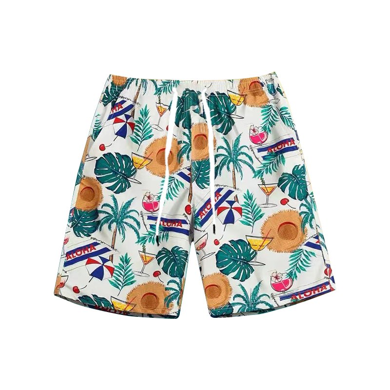 Hawaiian shorts guy, summer sand-bath couple dry shorts, big, five-minute swimsuits