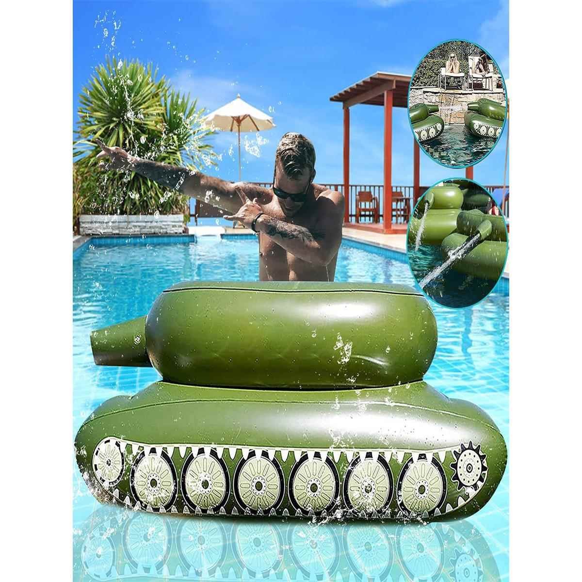 Water-inflated tank water-jet swimming ring with a water gun, children's adult toy surfing on adult boys