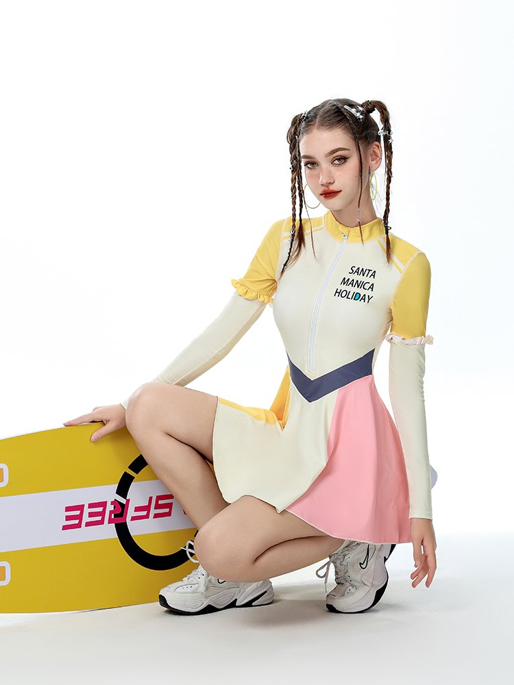 aystudio swimsuit, new dopamine, long-sleeve-proof hot spring sports surfing suit