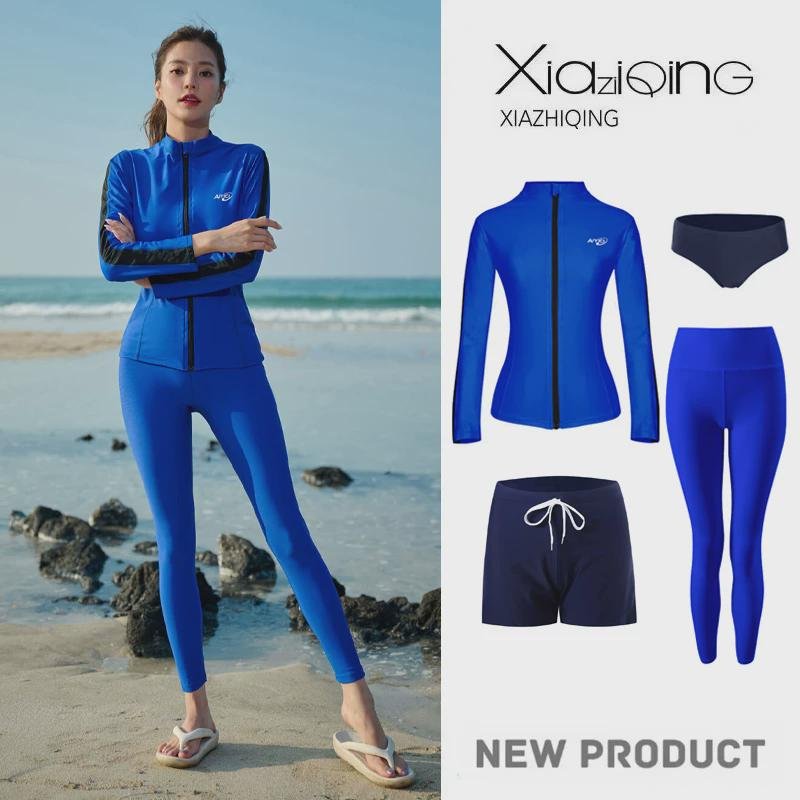 Diving suit couple, long pants, long sleeves, sunproof, dry surfing lady, and a seamfish beach swimsuit