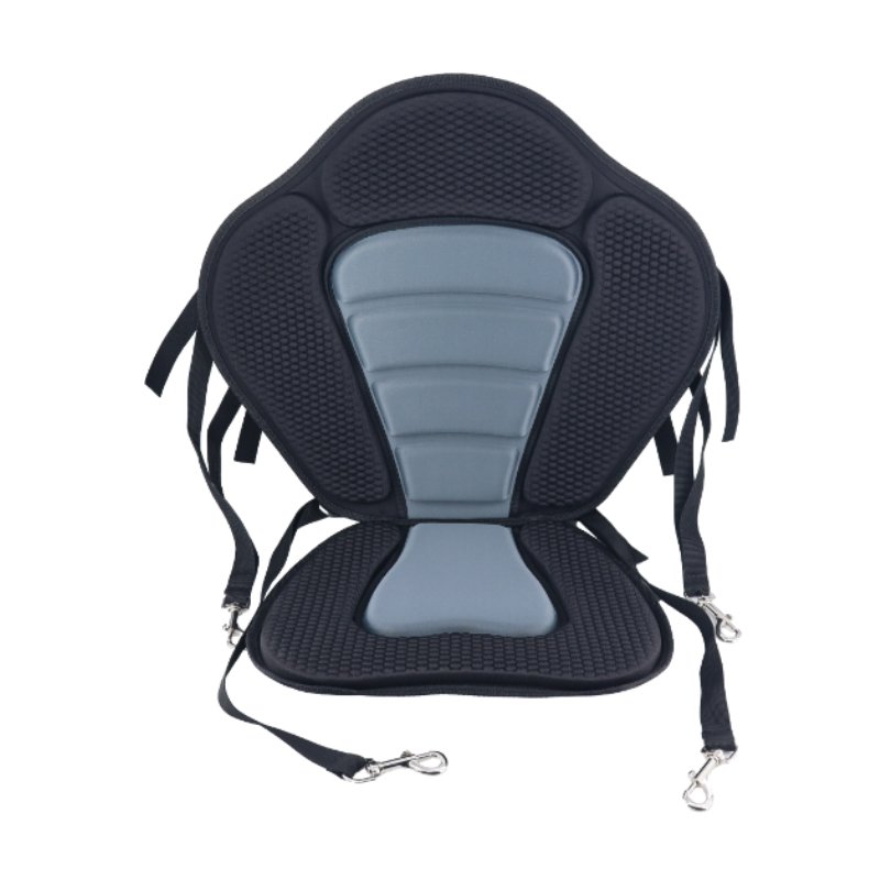 AN INFLATABLE BOAT SURFBOARD WITH A SUP WATERBOARD ROWING PAD AND A FOLDING CHAIR FOR THE EVA'S BACK