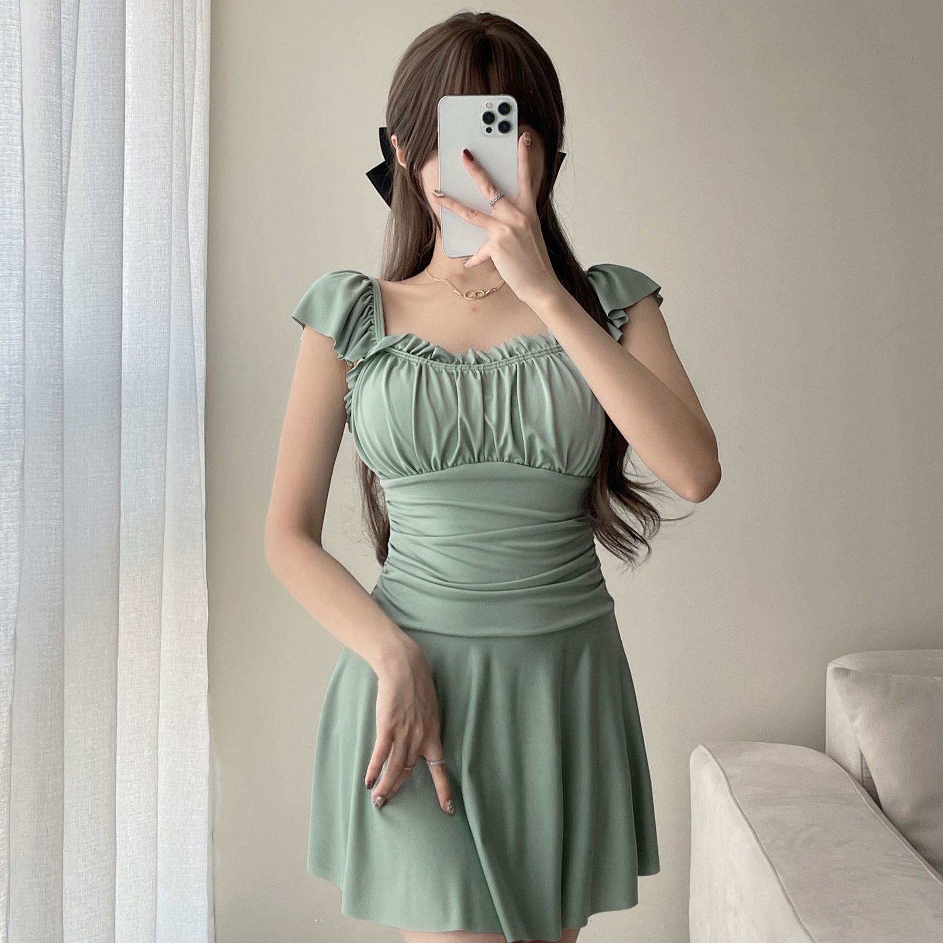 2024, new bathing suit for a scrawny, thin-coloured, flat-tip spa bathing suit