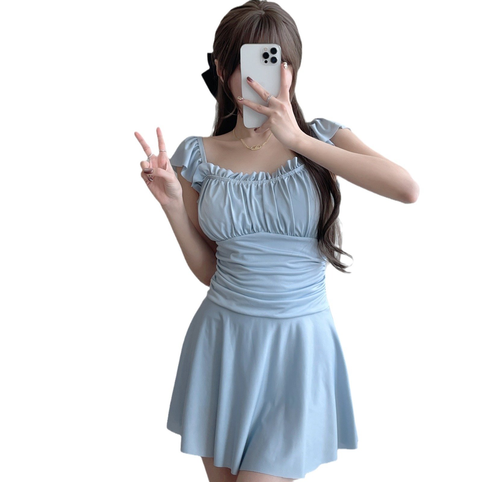 2024, new bathing suit for a scrawny, thin-coloured, flat-tip spa bathing suit