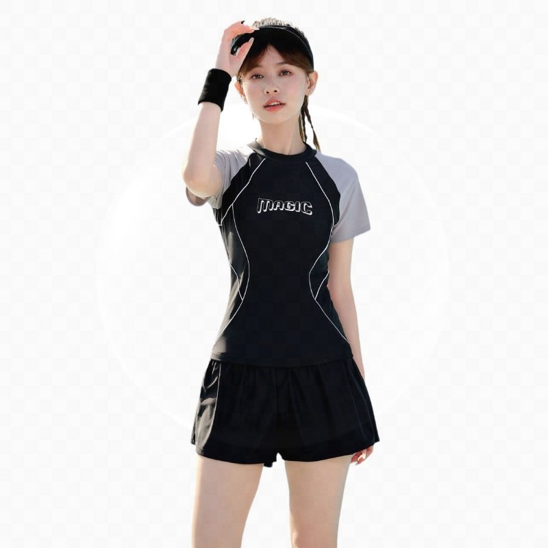 The bathing suit is a 2024 new, conservative surfing-by-sea chubby girl with a thin-skinned bathing suit