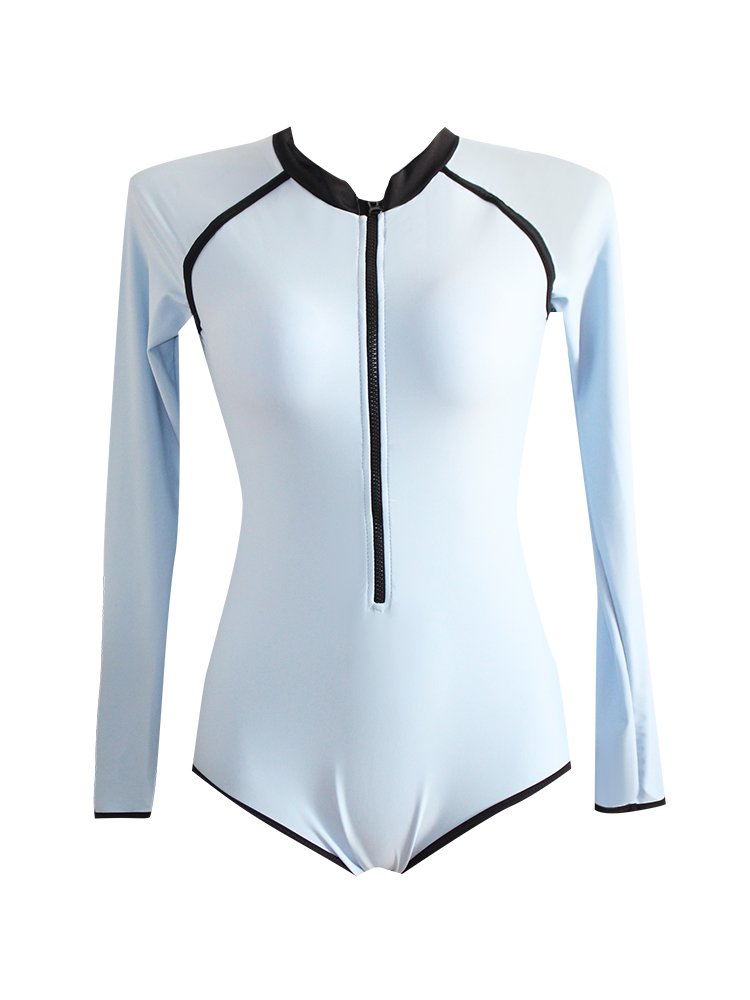 Red bathing suit girl at the seaside bathing suit trigonometry long sleeves for sunscreen surfing and snorkeling