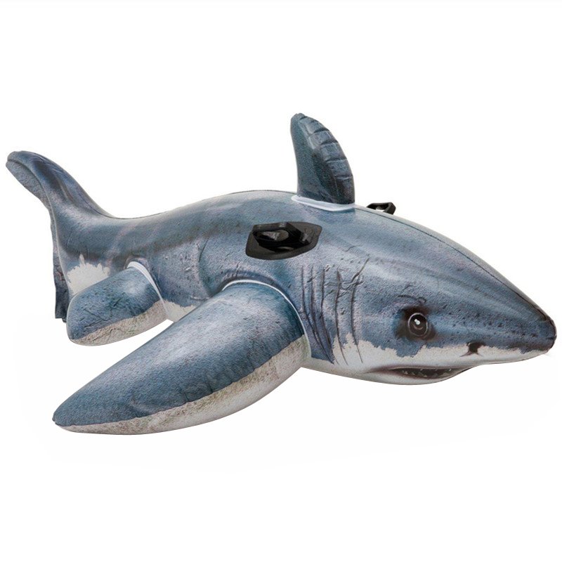 the children's swimming ring, the shark's simulator, actually brings the children to the water and rides on toy beds