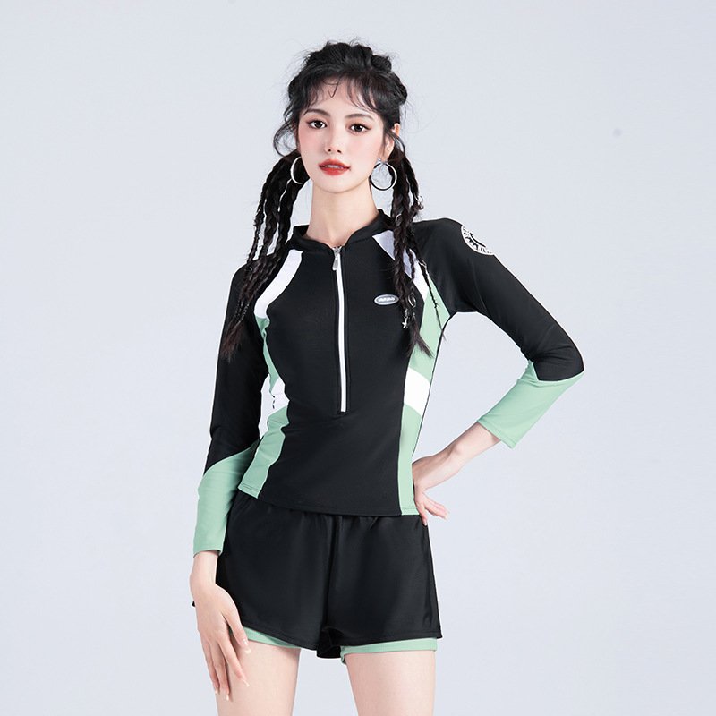 2024 new swimsuit, long-sleeved and thin-skinned sports to train sweet-spring girls in swimsuits