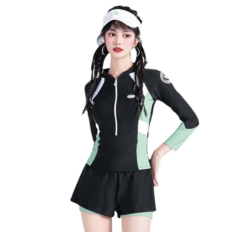 2024 new swimsuit, long-sleeved and thin-skinned sports to train sweet-spring girls in swimsuits