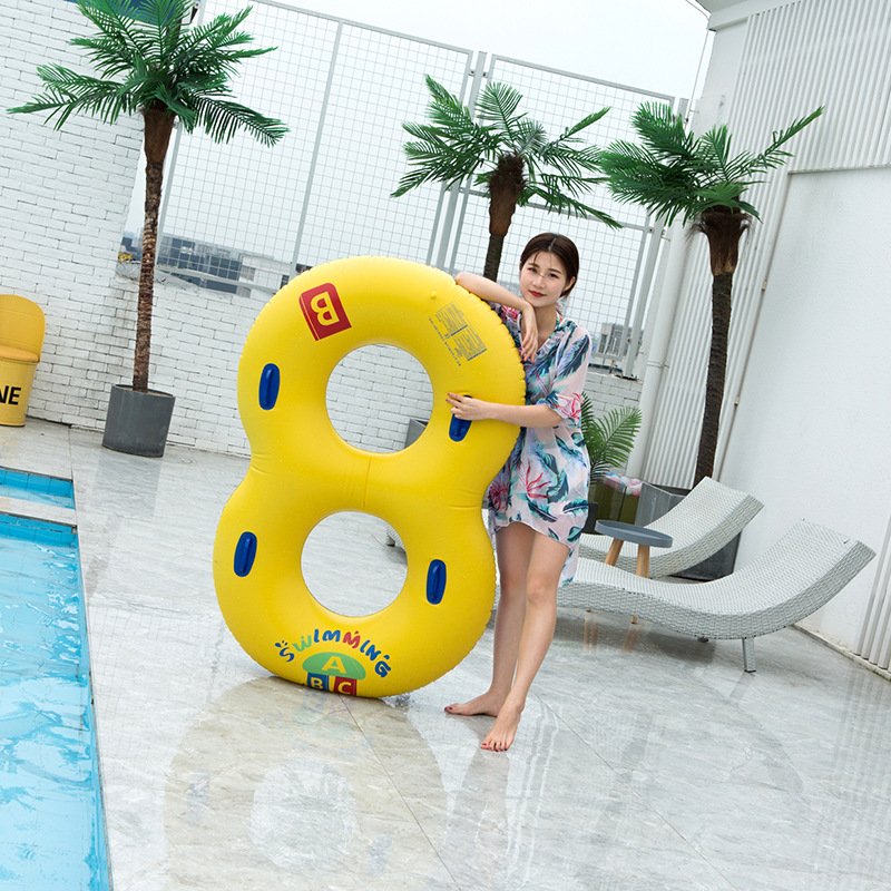 Surfboard children add thick water floats and swim floats to the swimming pool for kids