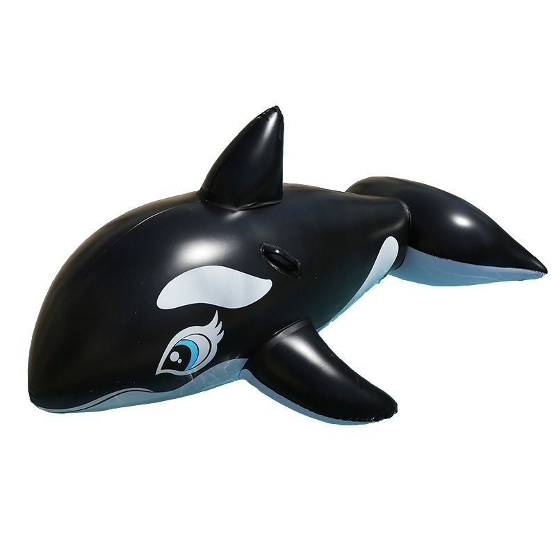 The Inflated Dolphin in Water Park rides the Big Shark Pool Toy on the adult Humping Whale Platoon