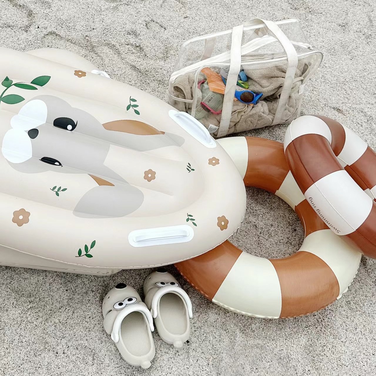 ins korea retro swimboard children inflating toy surf wandering circle bears