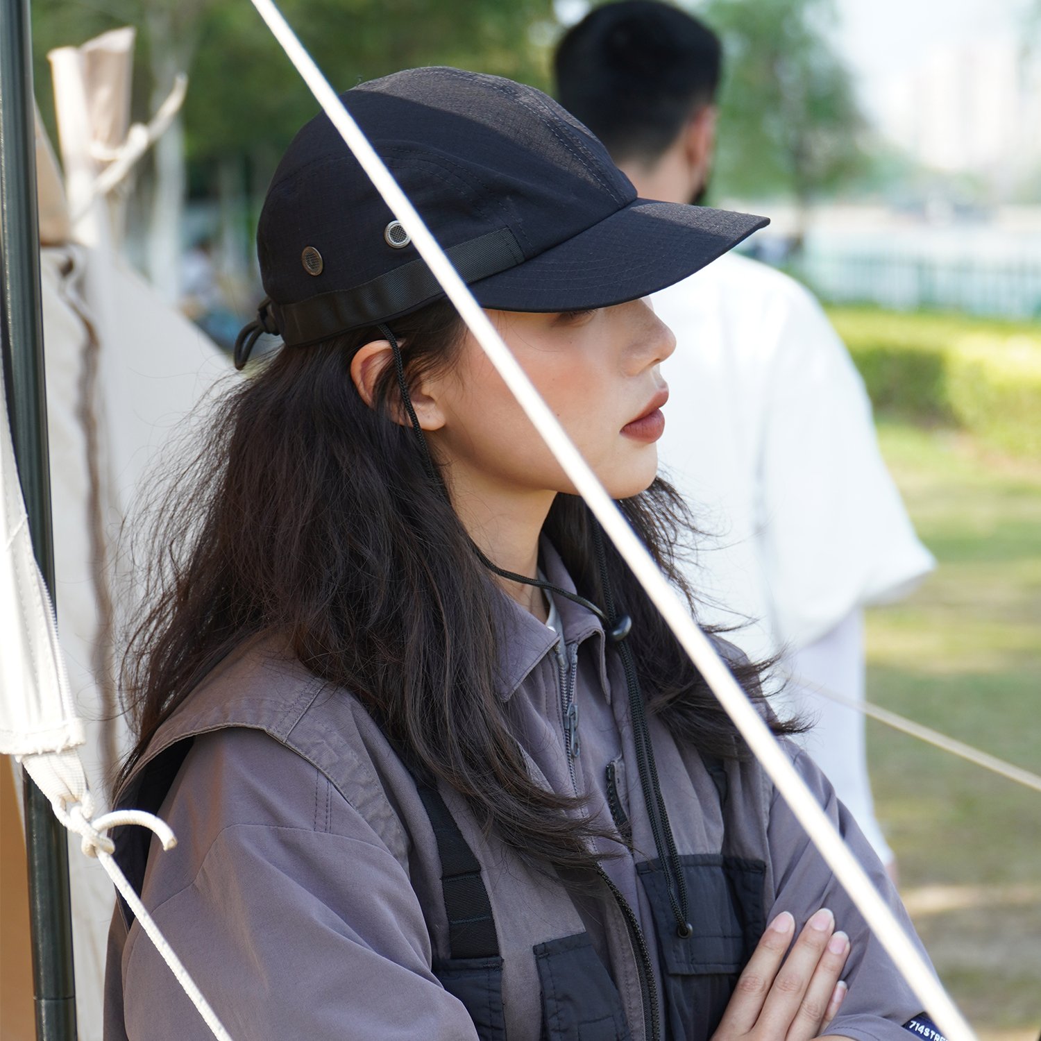 The wind-proof duck cap man rides the sunscreen camping baseball cap girl drying