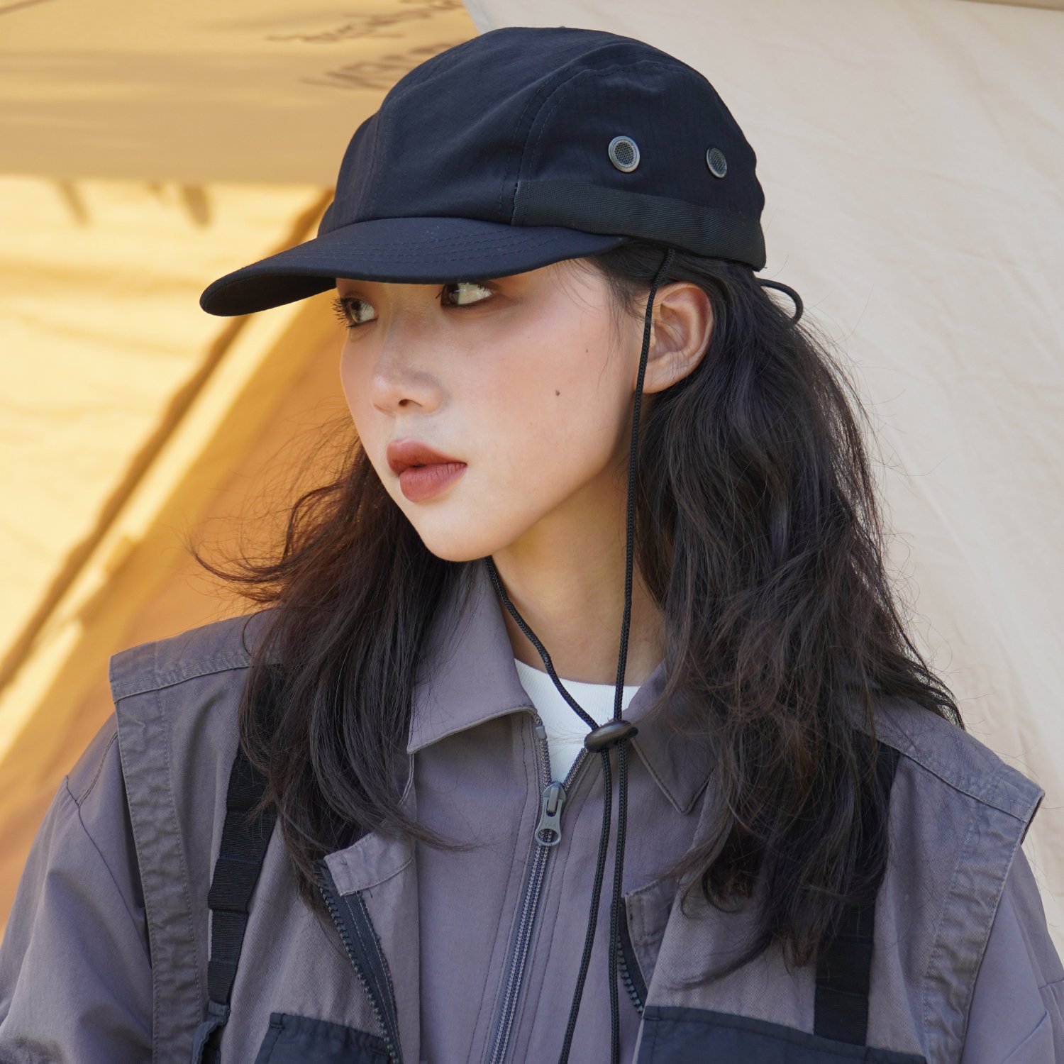 The wind-proof duck cap man rides the sunscreen camping baseball cap girl drying