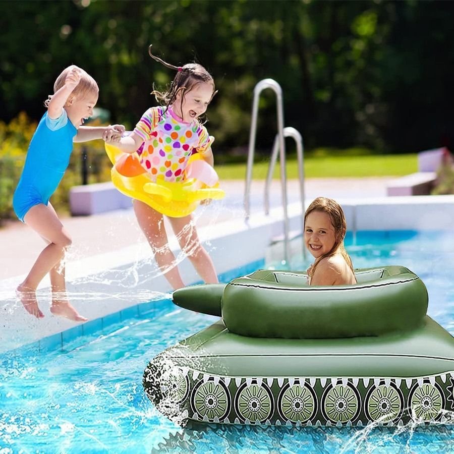 Water-inflated tank water-jet swimming ring with a water gun, children's adult toy surfing on adult boys
