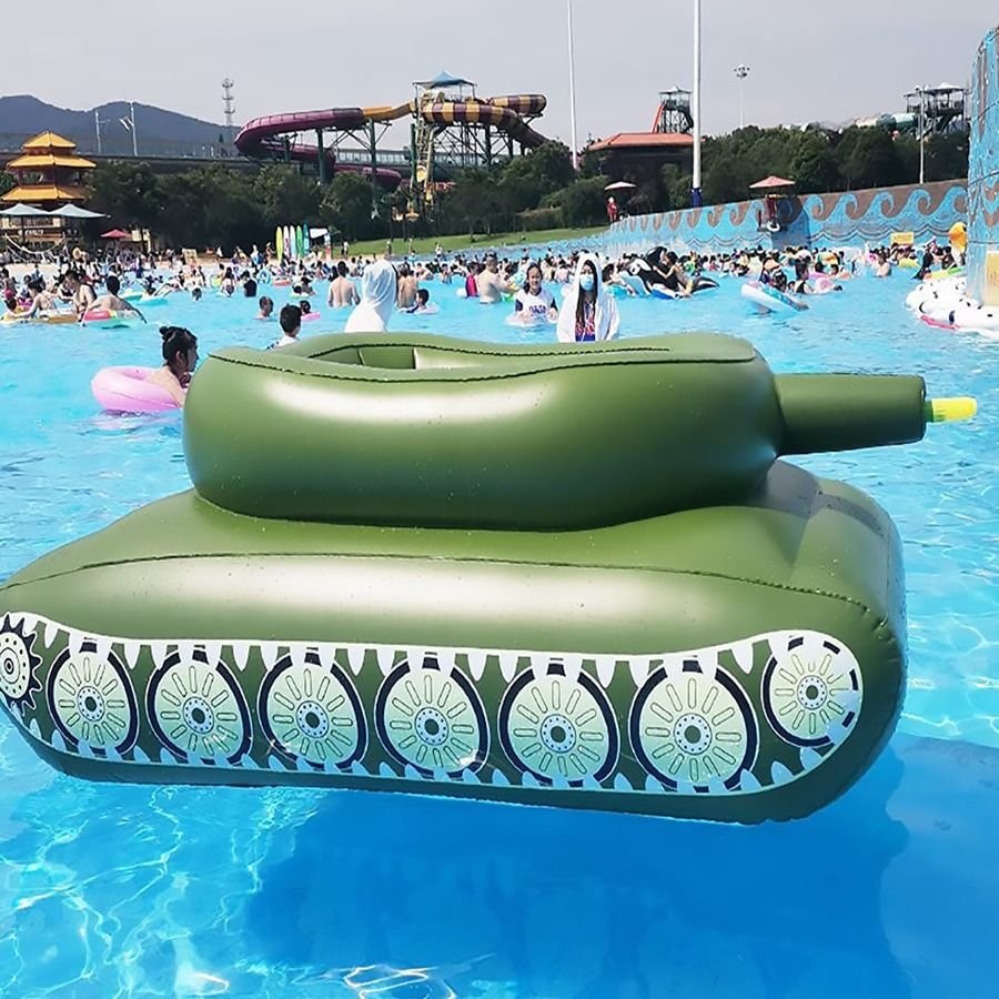 Water-inflated tank water-jet swimming ring with a water gun, children's adult toy surfing on adult boys