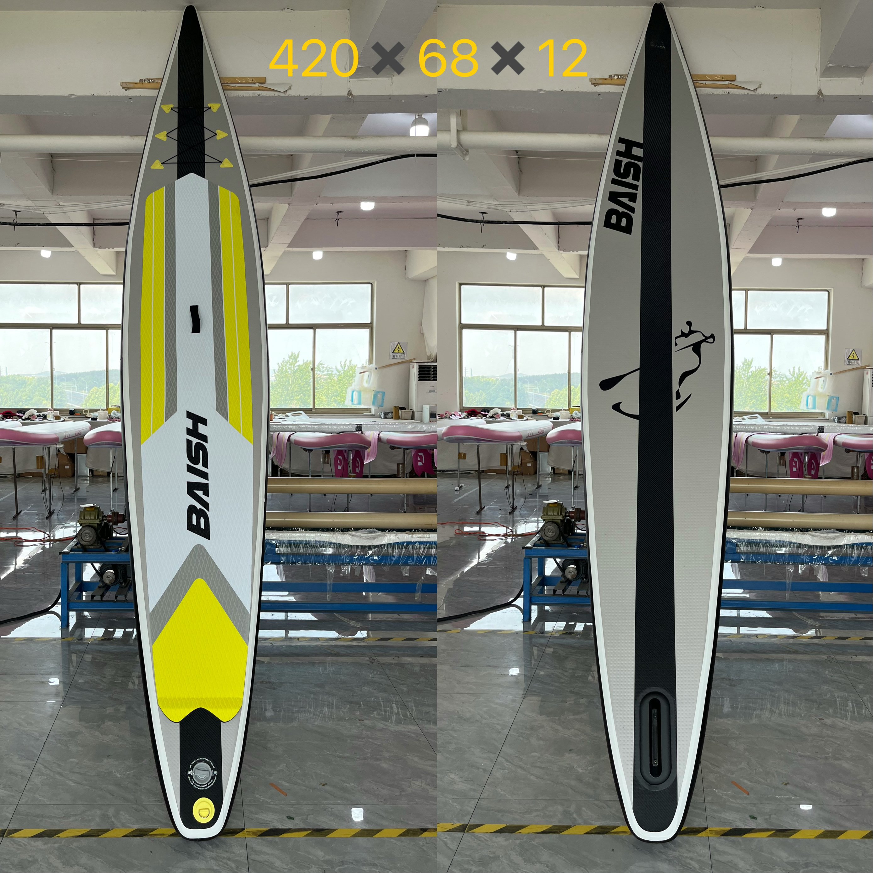 THE PYROTECHNIC PIPING OF SUP PADDLES, SEA SURFBOARD STAND-UP, FOLDING OF WATER-BORNE SLURRY