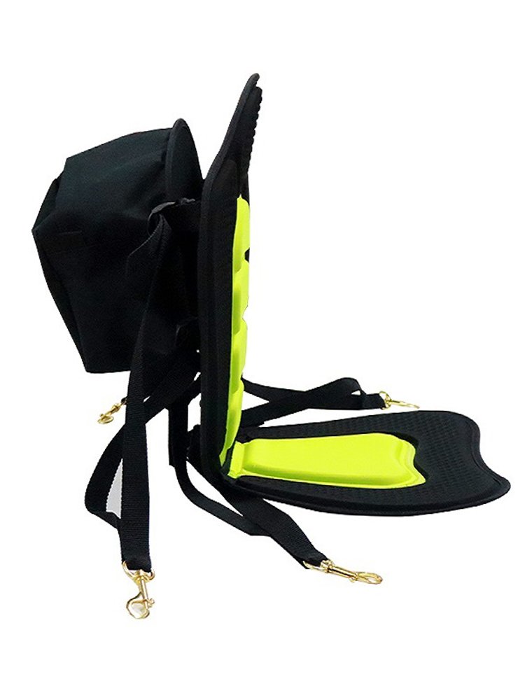 inflated surfboard canoes drifting in a boat eva with a back seat and a bag