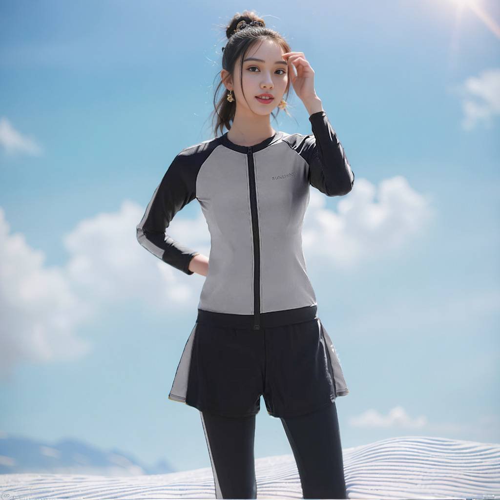 2024 new lady swimsuits, long-sleeved jellyfish, long-sleeved, long-sleeved, sunscreen-proof diving suit