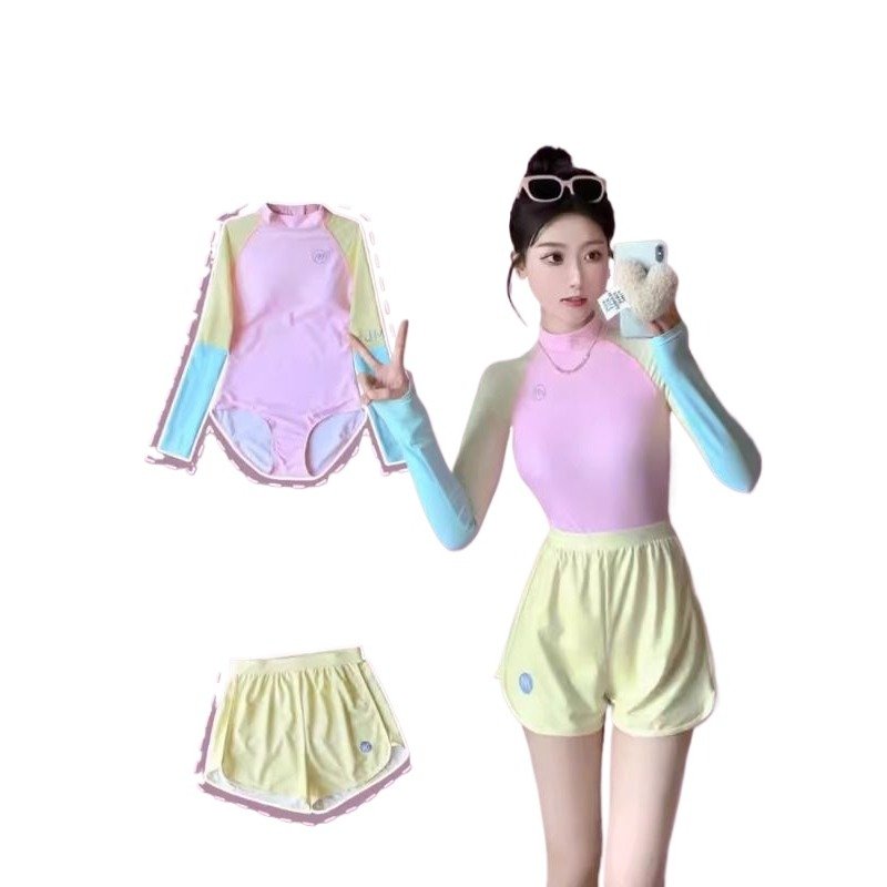 Swimming suit, dopamine-style stupendant, scrawny-skinned, long-sleeved, surf hot spring