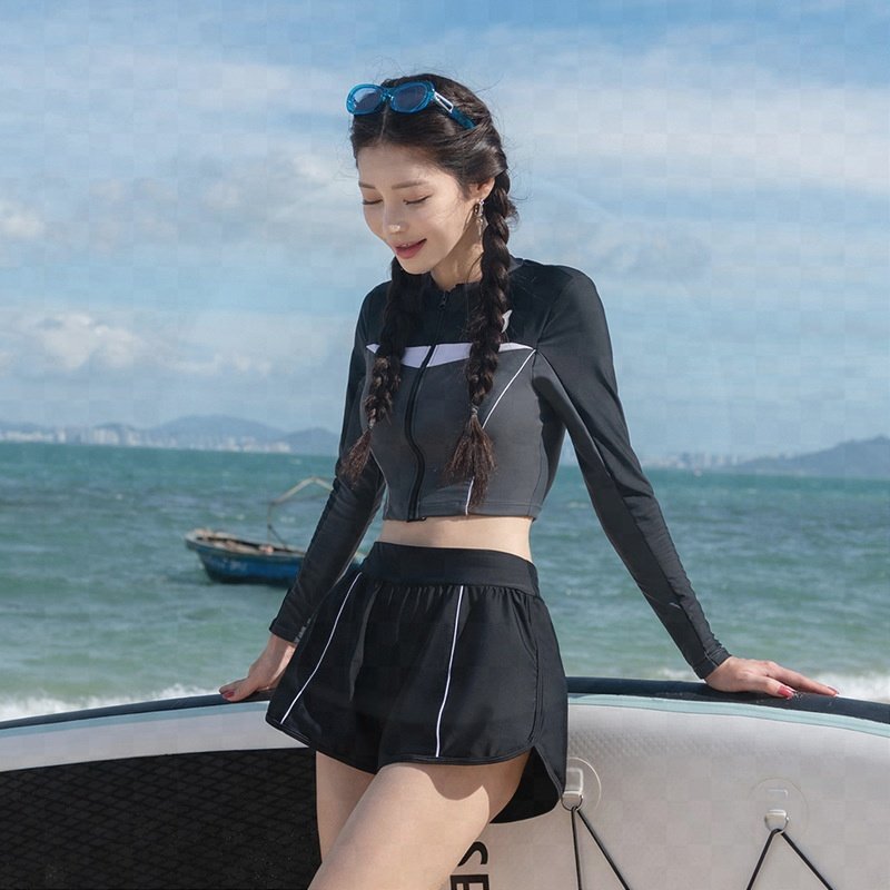 The bathing suit's 2024 new sports, long-sleeved and thin-skinned swimming pool student spa surfing suit