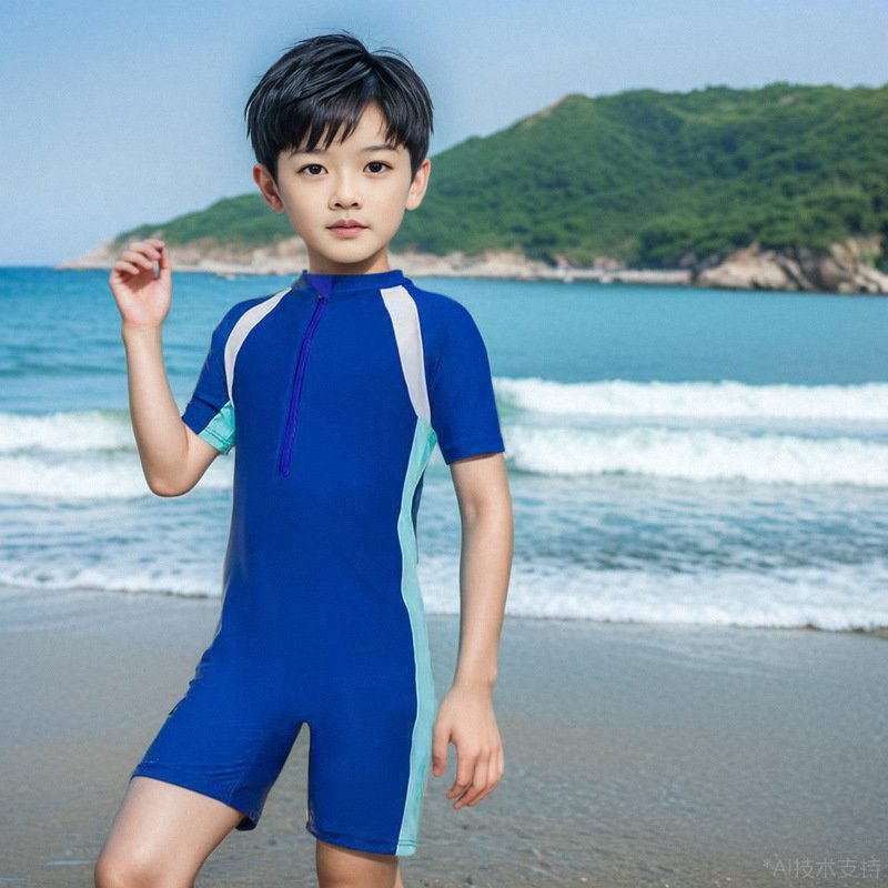 Children in bathing suits, boys and girls in sunproof baby swimsuits, boys and girls