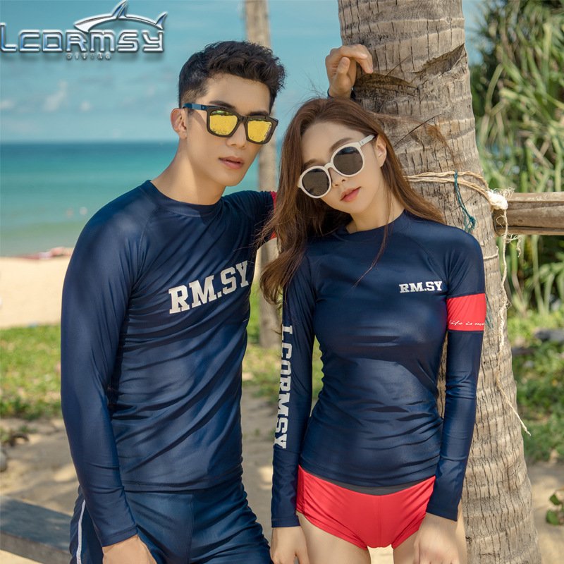 Divesuit girl with long-sleeved, sunproof, dry surfing, jellyfish suit, hot spring beach swimsuit