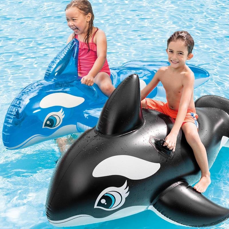 The swimming ring is super-watery, and it's an adult surfer for children who ride a big surfing park