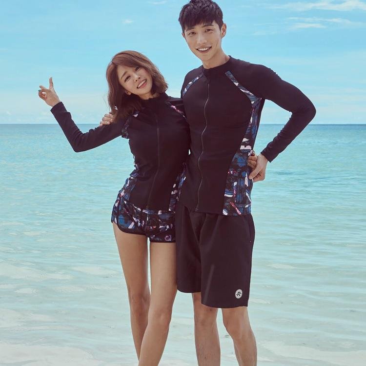 Korean diving suit with long-sleeve surfing suit with sunscreen swimsuits drying up the couple's jellyfish suit