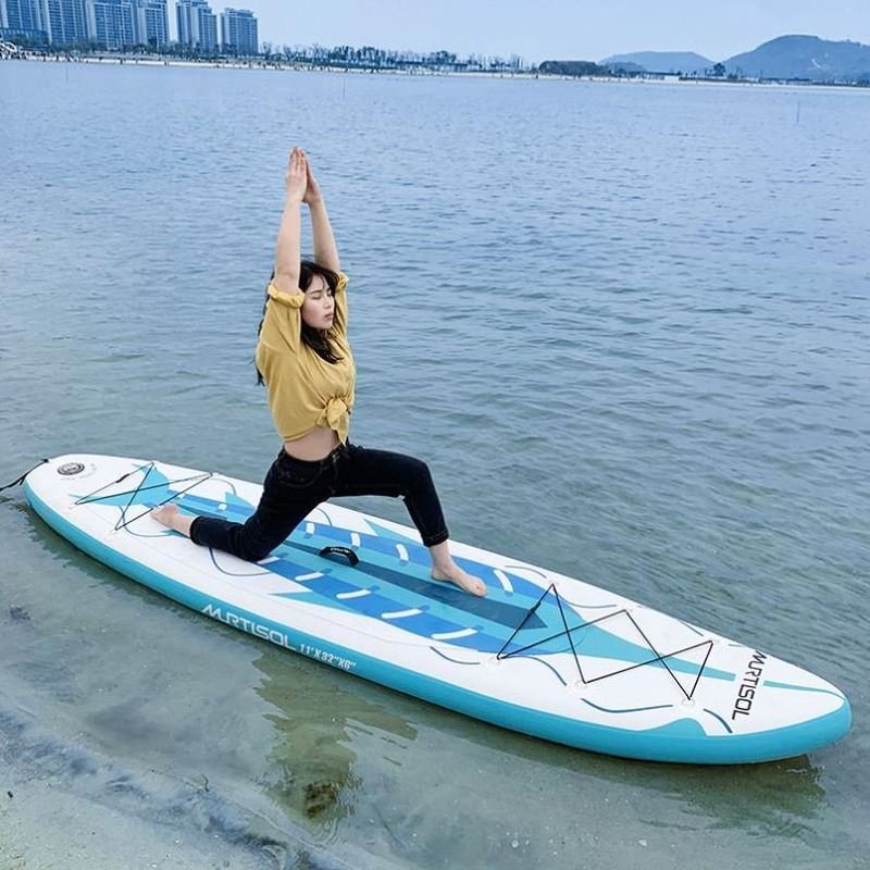 STAND-UP INFLATABLE POWER TO FOLD SUP WARPBOARD ADULT SURFBOARD RACER ON BOARD THE AMMA ORANGE PLANT