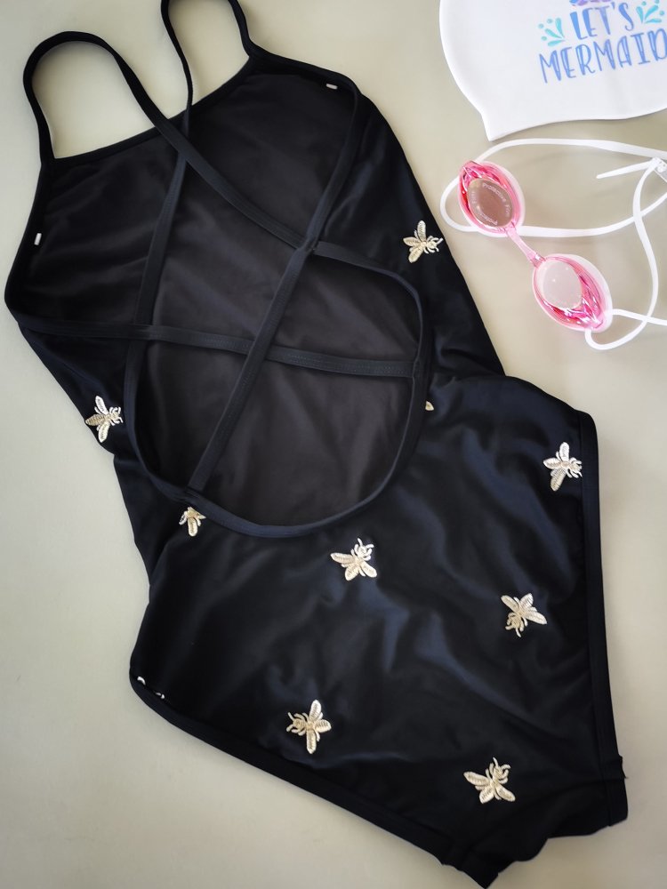 2024 heavy work embroidered the little bee's racing suit, and the skinny, sexy back-swam suit