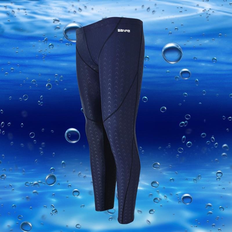 Swimming in shark-skinned bathing pants