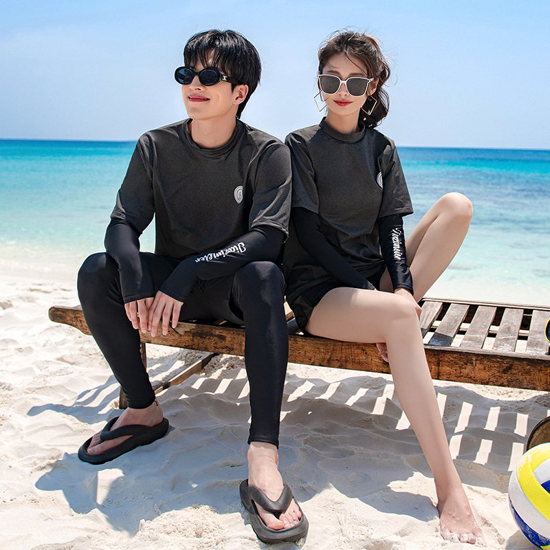 Diving suit, bathing suit, woman long-sleeve swimsuit, man's short-sleeved wetsuit, crotch-swam suit