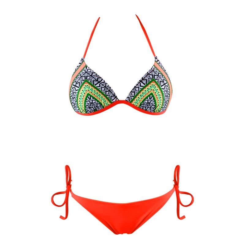 THREE-POINT BIKINI-EXPOSED FLUORESCENT YELLOW SEXY SURF BATHING SUIT