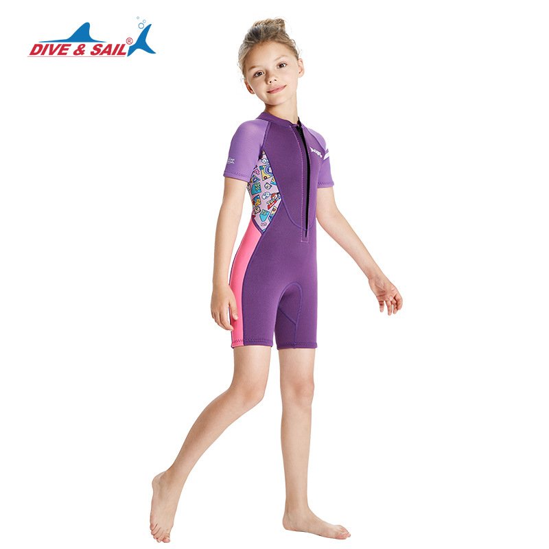 THE NEW CHILDREN'S WARM BATHING SUIT, 2.5MM SHORT-SLEEVE DIVINATION SUIT, WITH A THICK SWIM AND SURF AND COLD DIVINATION SUIT