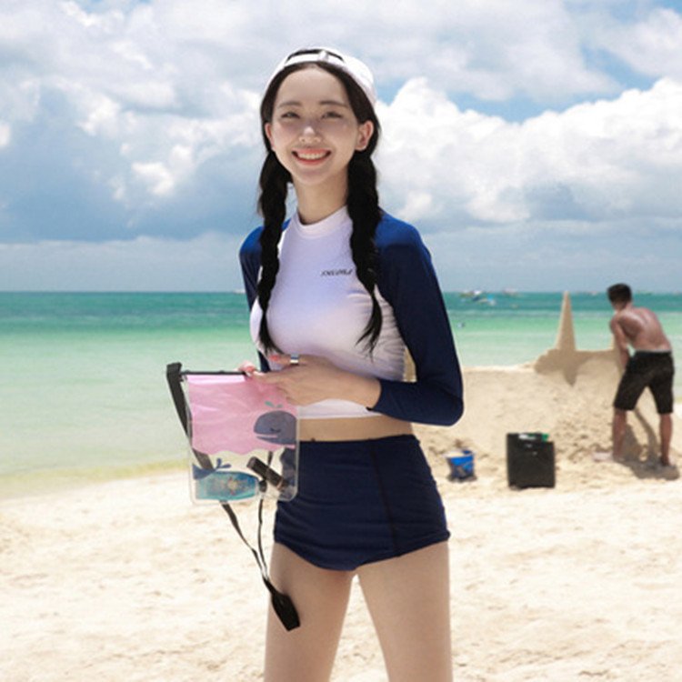Diving suit for Korean swimsuit lady with long-sleeve bathing suit for sunscreen female shorts