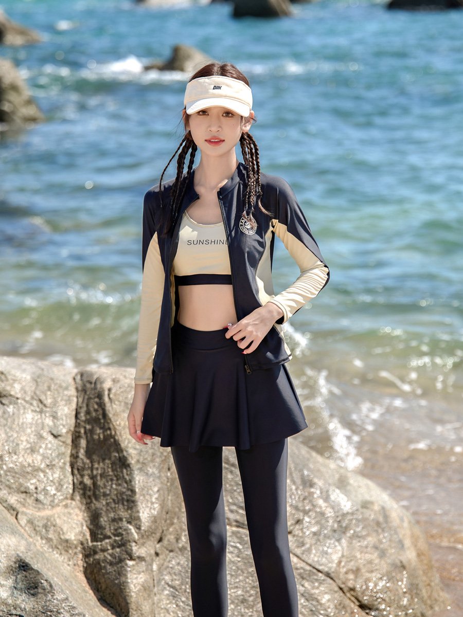 The bathing suit girl's new 2024, long sleeves, sun-proof, high-pretitude, surf-diving diving suit