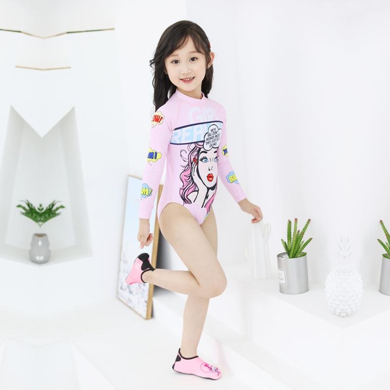 Children's Diving Utility Combine Long-Sleeve Surrounding Korea's little girl cartoons for the sun spring swimsuit