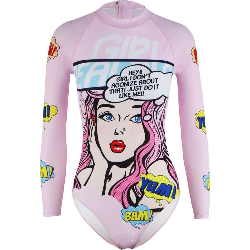 Children's Diving Utility Combine Long-Sleeve Surrounding Korea's little girl cartoons for the sun spring swimsuit