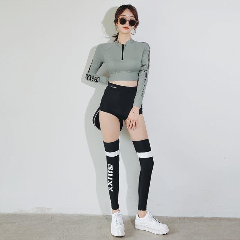 Summer rowing boat surfing suit girl with long-sleeved vests, high-side pants, snorkeling suit girl