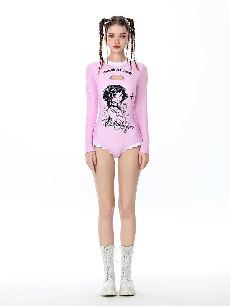 AYSTUDIO'S NEW SPORTS LADY WITH A LONG-SLEEVED, CUTE GIRL WITH A THIN HOT SPRING SURFER