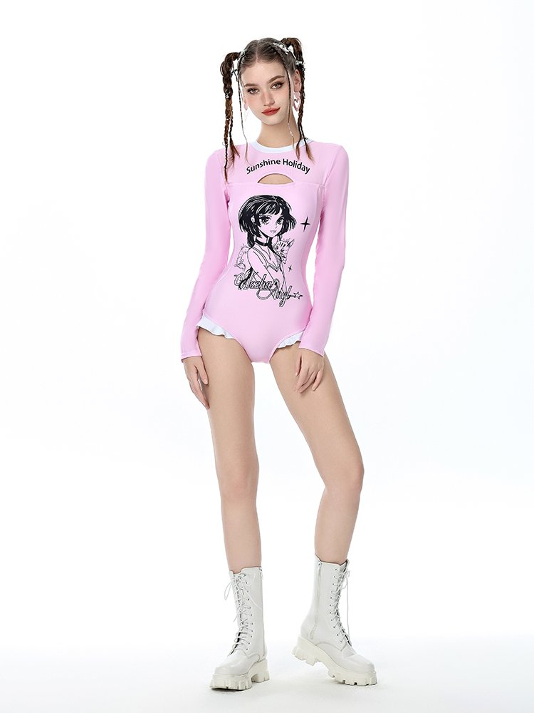 AYSTUDIO'S NEW SPORTS LADY WITH A LONG-SLEEVED, CUTE GIRL WITH A THIN HOT SPRING SURFER