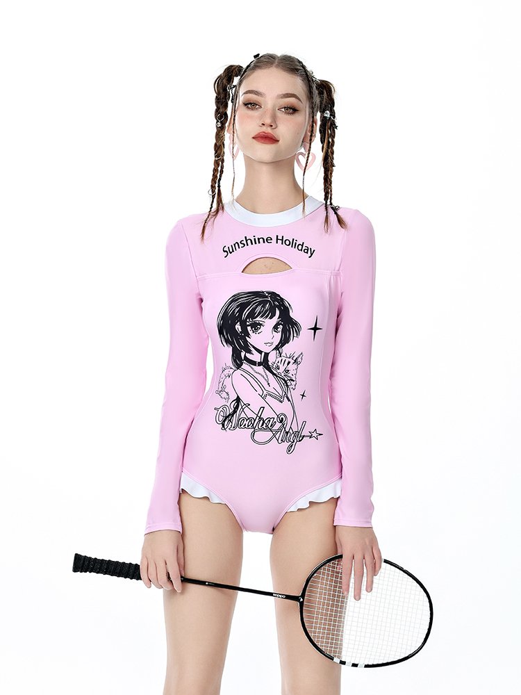 AYSTUDIO'S NEW SPORTS LADY WITH A LONG-SLEEVED, CUTE GIRL WITH A THIN HOT SPRING SURFER