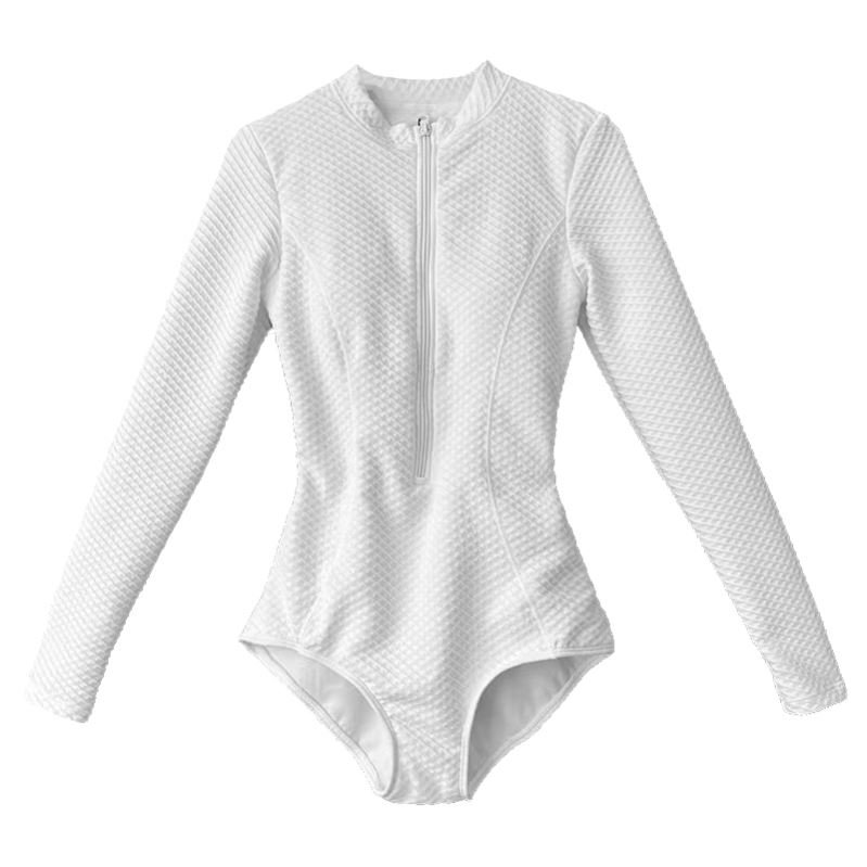 She's got a long-sleeved, sun-diving, wet-swam suit