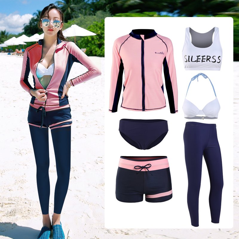 Korea's new diving suit, long sleeves, long-sleeve swimsuits, sun-scrambling surfing suit, male and female zipper