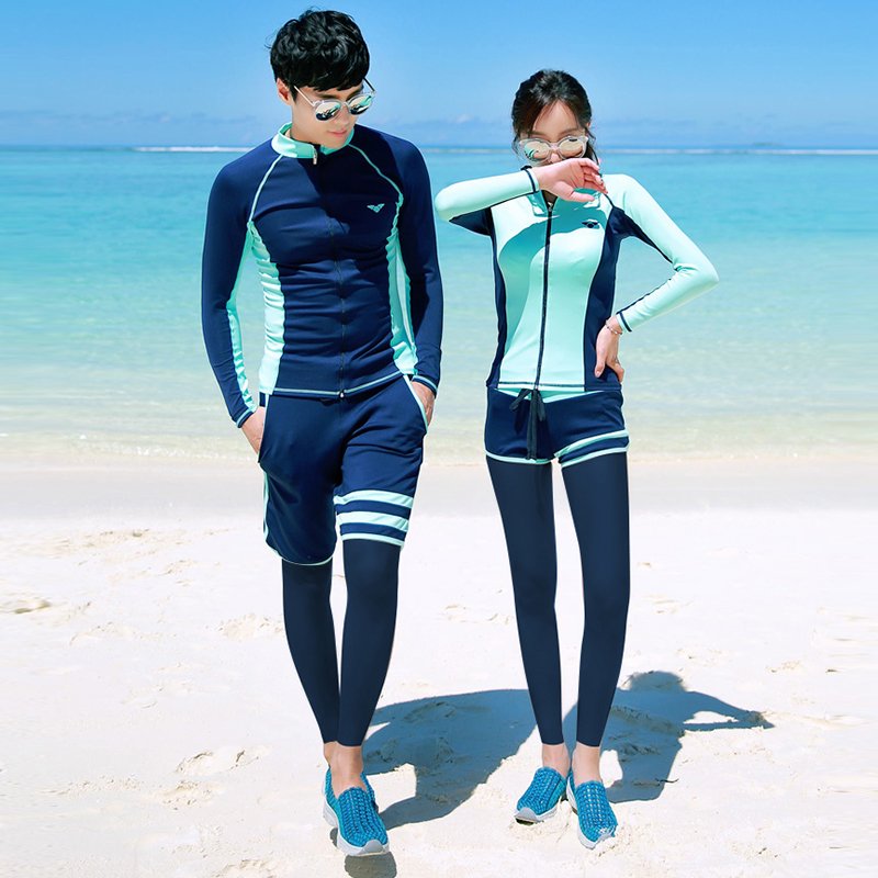 Korea's new diving suit, long sleeves, long-sleeve swimsuits, sun-scrambling surfing suit, male and female zipper