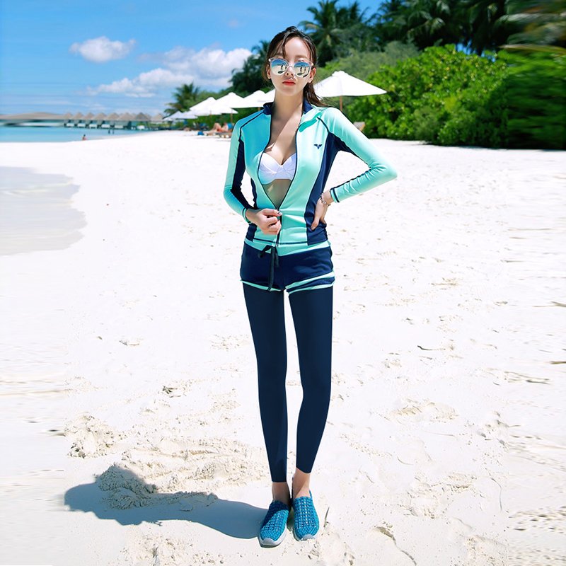 Korea's new diving suit, long sleeves, long-sleeve swimsuits, sun-scrambling surfing suit, male and female zipper