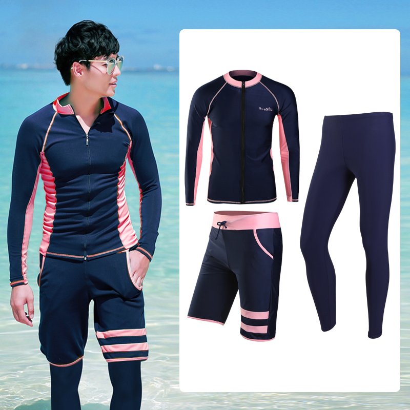 Korea's new diving suit, long sleeves, long-sleeve swimsuits, sun-scrambling surfing suit, male and female zipper