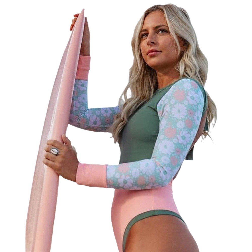 2024 new bathing suit, clean-coloured twirl, long-sleeve surfing suit, sexy back bathing suit, swimsuit