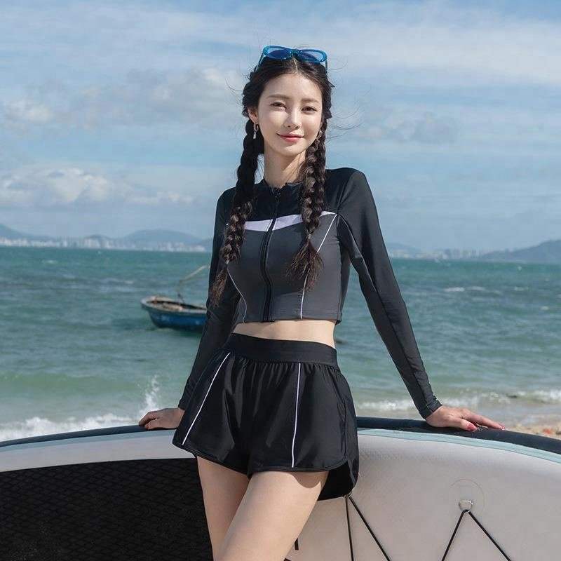 The bathing suit's 2024 new sports, long-sleeved and thin-skinned swimming pool student spa surfing suit