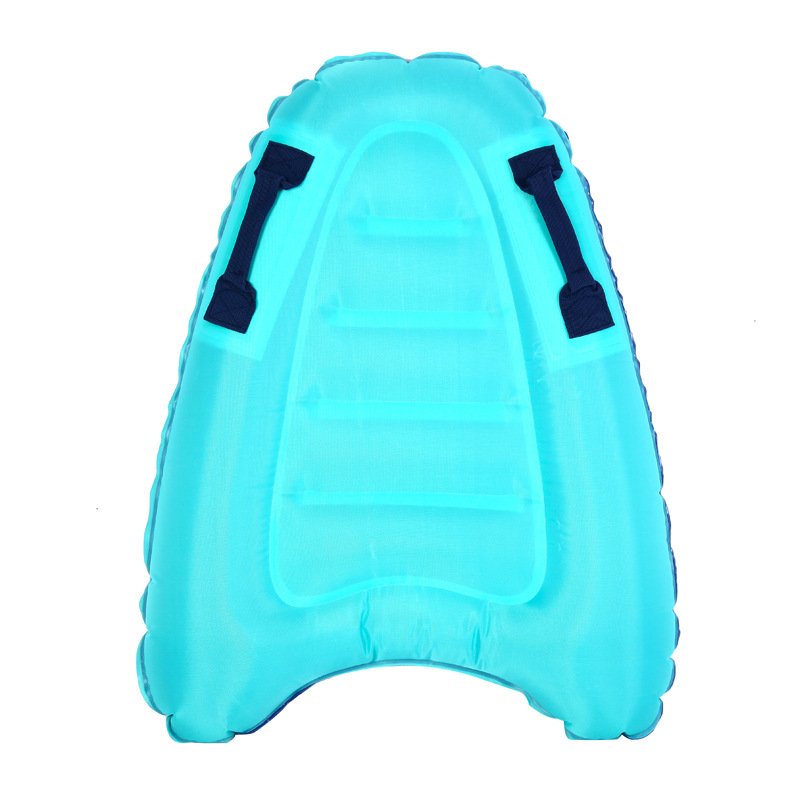 Scrambled kids with inflatable surfboards, kids with swimboards, and kids with swimboards